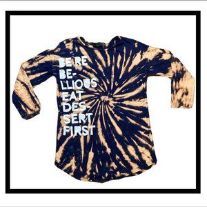 Zara TRF Graphic Tie Dye Eat Dessert Tunic Long Sleeve Size Smal
